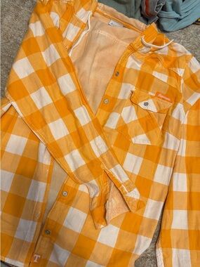 Columbia Orange and White Buffalo Check Button-Down Shirt